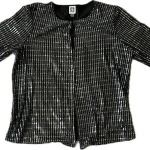 Anne Taylor Black Metallic Cardigan/Jacket XL